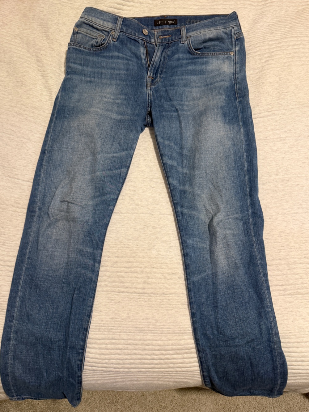 7 For All Mankind Frame Denim Men's Straight Jeans in Mid Blue Wash